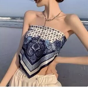 SHEIN Scarf Tube Top Women - Summer Concert Beach Vacation Look | Size:XS